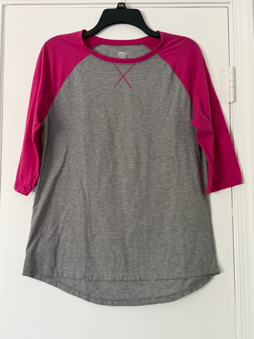 Athletic Works Gray & Fuchsia Raglan Baseball Tee - 3/4 Length Sleeve